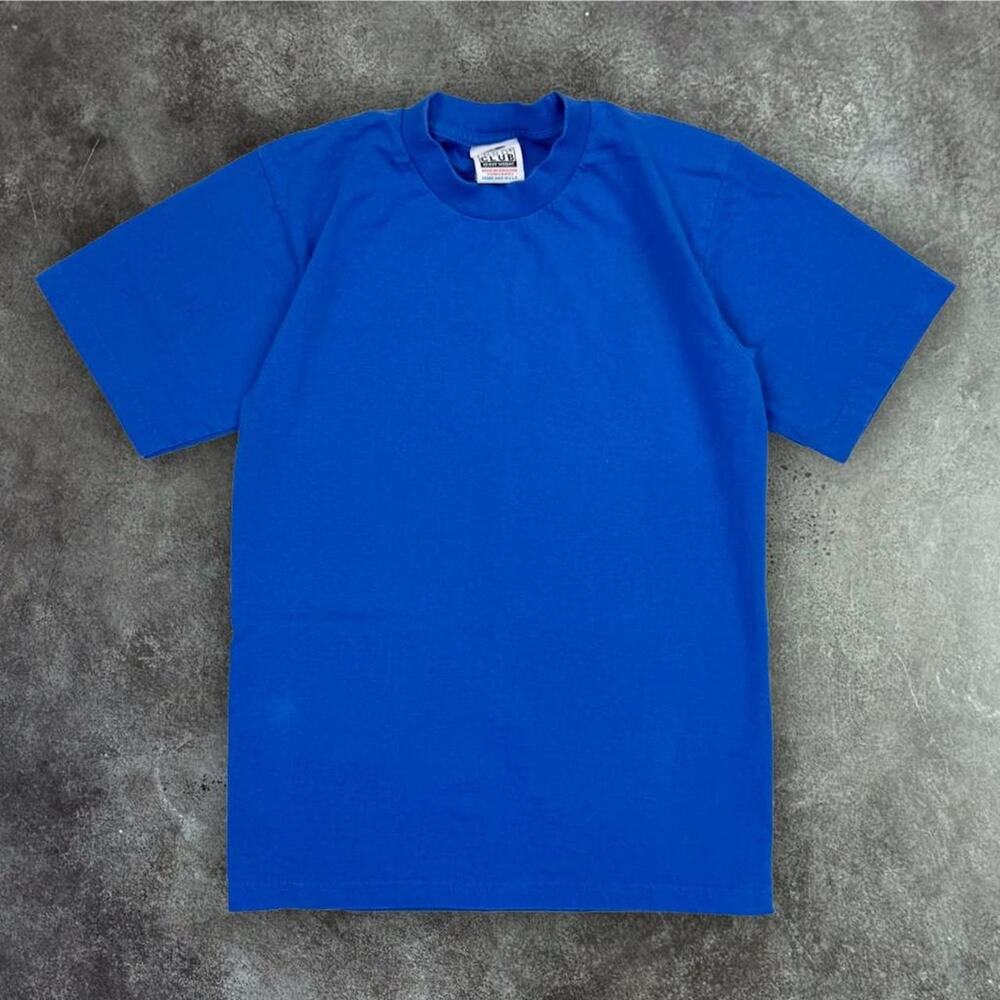 Vintage Pro Club Heavyweight Crew Neck Short Sleeve Blue Cotton T-Shirt